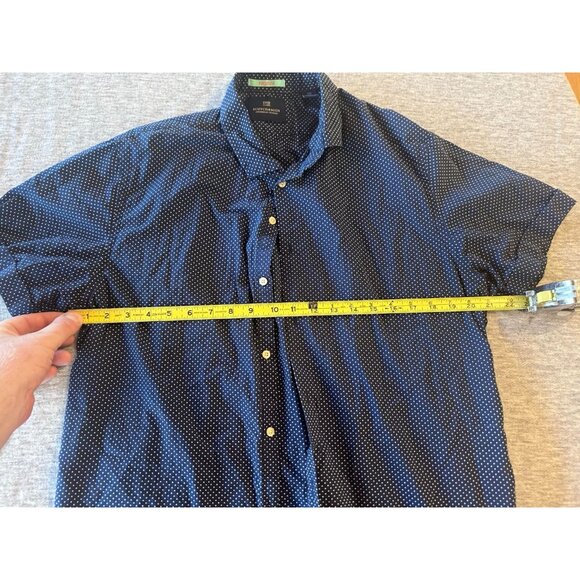 Scotch and Soda Button Down Shirt Men's Size XL Short Sleeve Polka Dot Navy Blue - Picture 8 of 9